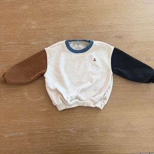 GAP Kids Colorblock Sweatshirt - Cream, Brown, and Black